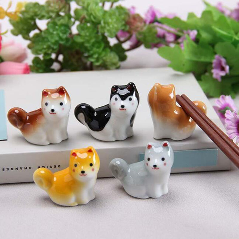 Chopstick Rest Ceramic - 5 ピース/セットセラミック犬箸ラックナイフスプーン箸ホルダーペンレスト枕キッチン食器テーブル装飾