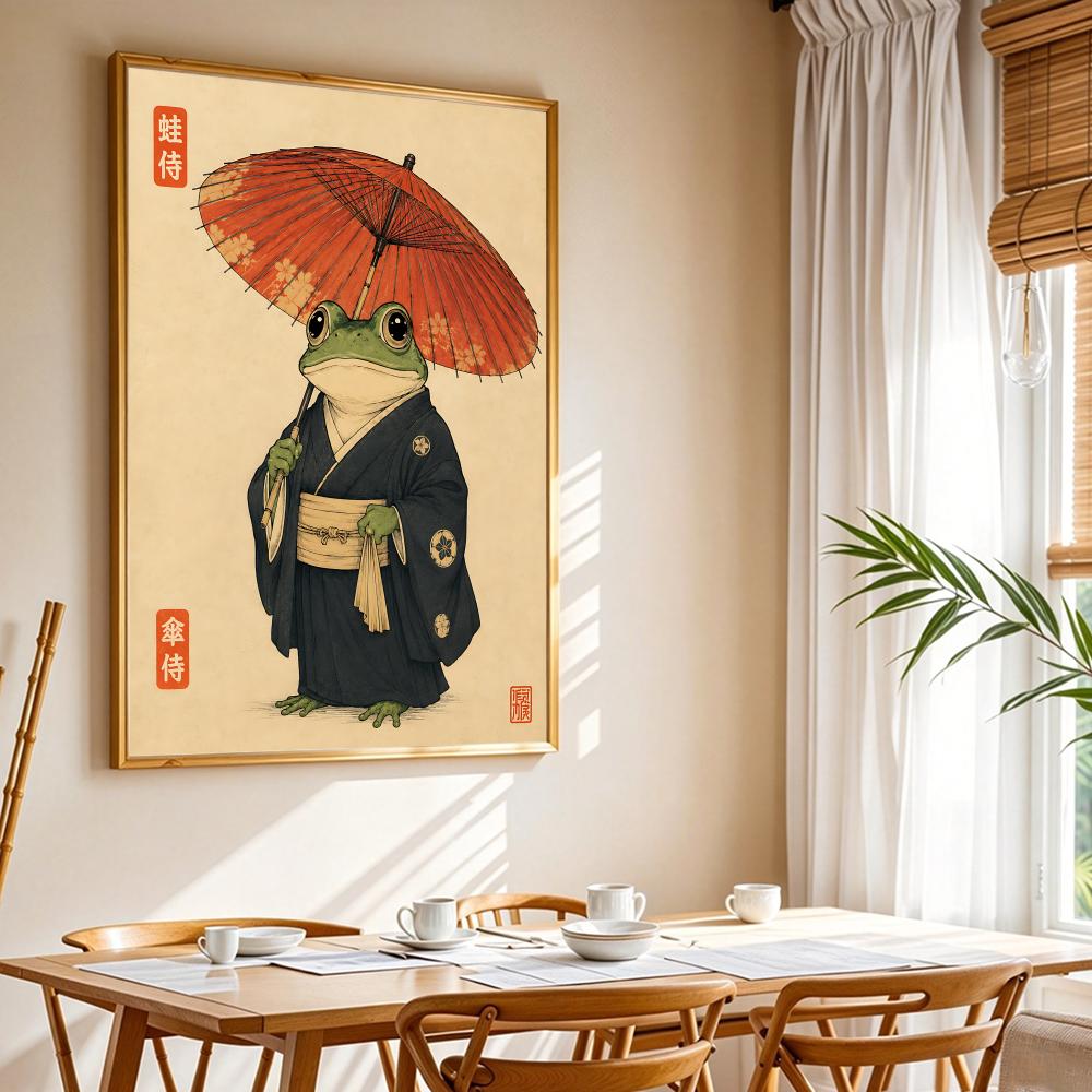 文化的な日本のカエルの生活スタイル絵画書道キャンバスポスター - Lifestyle Of Japanese のレビューと価格