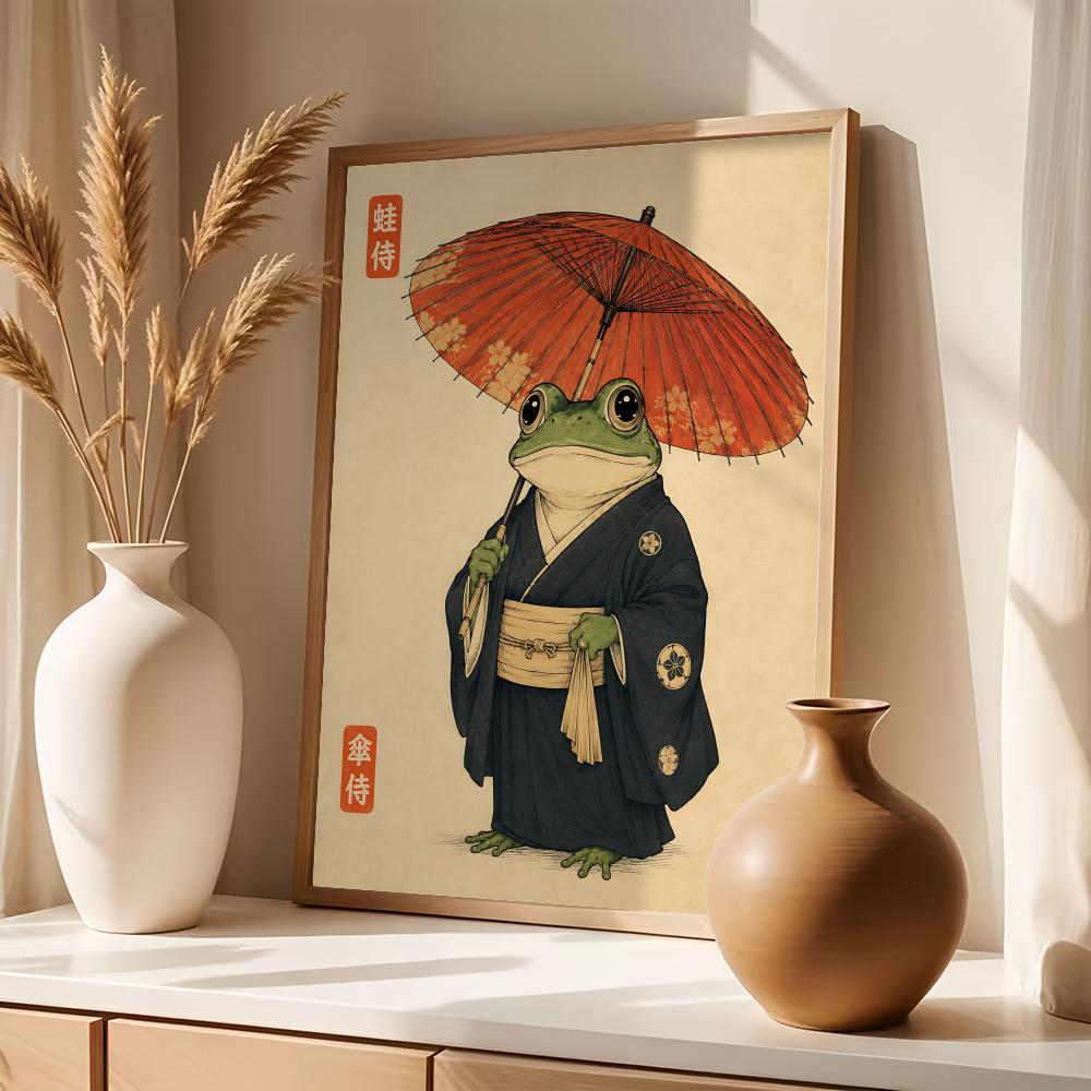 文化的な日本のカエルの生活スタイル絵画書道キャンバスポスター - Lifestyle Of Japanese のレビューと価格